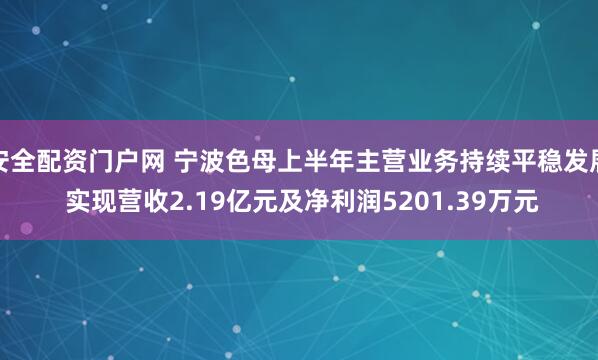 安全配资门户网 宁波色母上半年主营业务持续平稳发展 实现营收2.19亿元及净利润5201.39万元