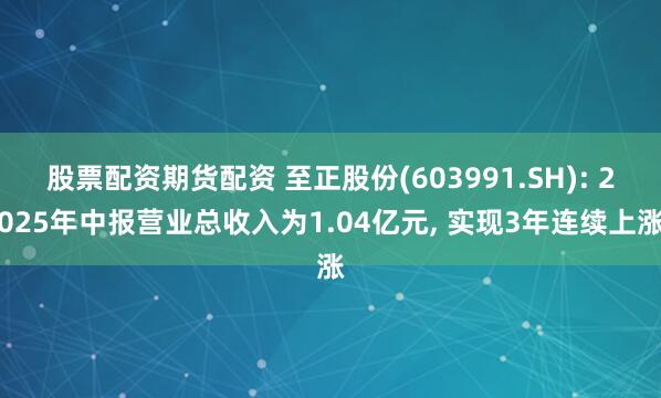 股票配资期货配资 至正股份(603991.SH): 2025年中报营业总收入为1.04亿元, 实现3年连续上涨