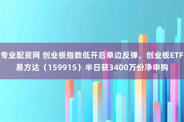 专业配资网 创业板指数低开后单边反弹，创业板ETF易方达（159915）半日获3400万份净申购